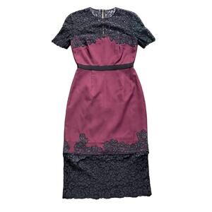 ERDEM Dress Womens Sz 2 Romantic Lace Dark Cherry Luxury Chic